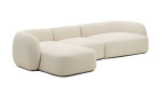 Ecksofa Martina von Kave Home in Beige aus Chenille-Stoff, Ottomane links, seitliche Ansicht