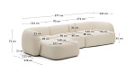 Ecksofa Martina von Kave Home in Beige aus Chenille-Stoff, Ottomane links, Ansicht mit Maßen