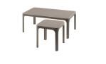 Beistelltisch Net Table 40 in Tortora (Braun), stapelbar, 40 x 40 cm, Anischt mit kleinerem Tisch