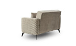 Das 2-Sitzer-Sofa „Lexi“ in Beige mit Metallfüßen weist von hinten betrachtet ausgewogene Proportionen in Breite, Tiefe und Höhe auf.