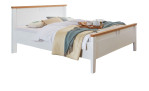 Doppelbett MONDO Basella in weiß aus Holzwerkstoff mit einer Absetzung in Wildeiche furniert.