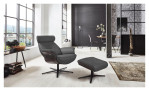Komfort-Relaxsessel MONDO Irie in einem Echtlederbezug in Charcoal. Mit verstellten Rücken