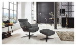Komfort-Relaxsessel MONDO Irie in einem Echtlederbezug in Charcoal. Mit verstellten Rücken