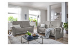 Komort-Sitzgruppe MONDO Recita, in der Farbausführung Grey, in einem Raum stehend mit Kissen und Decke