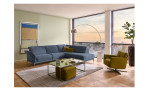 Komfort-Ecksofa MONDO Ensemble Lillia, in der Farbausführung Blue, in einem Raum stehend, Schrägansicht
