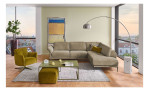 Basis-Ecksofa MONDO Ensemble Lillia, in der Farbausführung Beige, in einem Raum stehend, Frontansicht