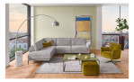 Basis-Ecksofa MONDO Ensemble Lillia, in der Farbausführung Silver, in einem Raum stehend, Frontansicht