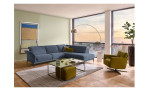 Basis-Ecksofa MONDO Ensemble Lillia, in der Farbausführung Blue, in einem Raum stehend, Schrägansicht