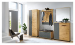 Spiegel MONDO Aralia zusammen mit Garderobenschrank, Paneel, Schuhbank und Schuhschrank samt Dekoration