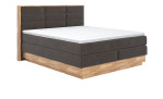 Boxspringbett MONDO NATUR Incana in einem Stoffbezug in Charcoal und einem Sichtholzrahmen in Eiche