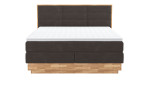 Boxspringbett MONDO NATUR Incana in einem Stoffbezug in Charcoal und einem Sichtholzrahmen in Eiche