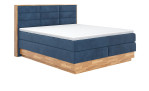 Boxspringbett MONDO NATUR Incana in einem Stoffbezug in Dark Blue und einem Sichtholzrahmen in Eiche