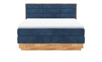 Boxspringbett MONDO NATUR Incana in einem Stoffbezug in Dark Blue und einem Sichtholzrahmen in Eiche