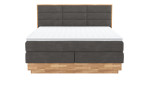 Boxspringbett MONDO NATUR Incana in einem Stoffbezug in Dark Grey und einem Sichtholzrahmen in Eiche