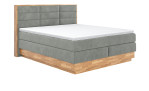 Boxspringbett MONDO NATUR Incana in einem Stoffbezug in Desert und einem Sichtholzrahmen in Eiche