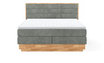 Boxspringbett MONDO NATUR Incana in einem Stoffbezug in Desert und einem Sichtholzrahmen in Eiche