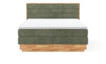 Boxspringbett MONDO NATUR Incana in einem Stoffbezug in Turtle und einem Sichtholzrahmen in Eiche