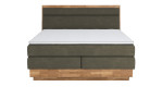 Boxspringbett MONDO NATUR Incana in einem Stoffbezug in Hunter und einem Sichtholzrahmen in Eiche
