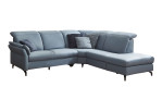 Komfort-Ecksofa vito Sardena, in der Farbausführung Greyblue, mit Kissen