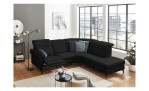 Komfort-Ecksofa vito Sardena, in der Farbausführung Schwarz, mit Kissen und der Relaxfunktion
