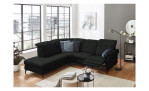 Komfort-Ecksofa vito Sardena, in der Farbausführung Schwarz, mit Kissen und der Relaxfunktion