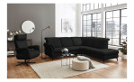 Komfort-Ecksofa vito Sardena, in der Farbausführung Schwarz, mit einem Sessel