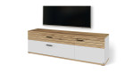 Wohnwand von Set One Mustering in der Farbe weiß mit Holzabsetzung, TV-Element