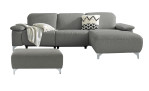 Komfort - Ecksofa Musterring MR 370, in der Farbausführung silber mit einem Hocker