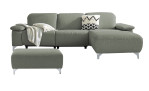 Komfort - Ecksofa Musterring MR 370, in der Farbausführung platin mit einem Hocker