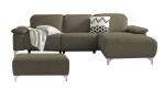 Komfort - Ecksofa Musterring MR 370, in der Farbausführung sand mit einem Hocker
