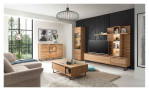 TV-Board set one Jackson in Eiche mit schwarzen Metallkufen, Milieubild