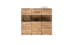 Highboard set one Jackson in Eiche mit 3 verglasten Fächern