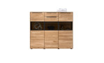 Highboard set one Jackson in Eiche mit 3 verglasten Fächern