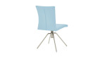 Stuhl Musterring Helmond mit einem Lederbezug in der Farbe Skyblue, Schrägansicht, Rückansicht