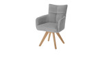 Armlehnenstuhl set one Tucson mit Bezug in Chenille grau und Gestell aus Eiche massiv