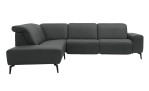 Komfort-Ecksofa MR 1320 in einem Echtleder-Bezug in Steel. Frontansicht