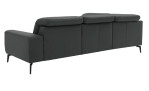 Komfort-Ecksofa MR 1320 in einem Echtleder-Bezug in Steel. Schräge Rückenansicht