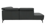 Komfort-Ecksofa MR 1320 in einem Echtleder-Bezug in Steel. Rückenansicht
