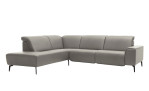 Basis-Ecksofa MR 1320 in einem Echtleder-Bezug in Grau. Schräge Frontansicht