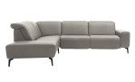 Basis-Ecksofa MR 1320 in einem Echtleder-Bezug in Grau. Frontansicht