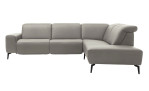 Basis-Ecksofa MR 1320 in einem Echtleder-Bezug in Grau. Frontasnicht