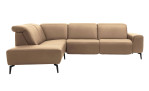 Basis-Ecksofa MR 1320 in einem Echtleder-Bezug in Nougat. Frontasnicht