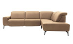 Basis-Ecksofa MR 1320 in einem Echtleder-Bezug in Nougat. Frontasnicht