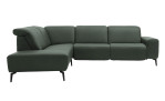 Basis-Ecksofa MR 1320 in einem Echtleder-Bezug in Oliv. Frontansicht
