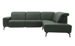 Basis-Ecksofa MR 1320 in einem Echtleder-Bezug in Oliv. Frontansicht