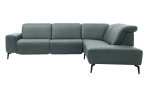 Basis-Ecksofa MR 1320 in einem Echtleder-Bezug in Opal. Frontansicht