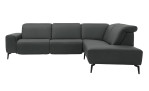 Basis-Ecksofa MR 1320 in einem Echtleder-Bezug in Steel. Frontansciht