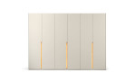 Set One Musterring Drehtürenschrank Venice, 301 × 60 × 223 cm, beige, 6 Türen, vertikale Holzgriffe.