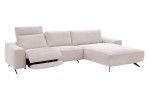 Komfort-Wohnlandschaft Musterrring MR 9450, in der Farbausführung Naturel, Schrägansicht mit der Relaxfunktion im linken Element