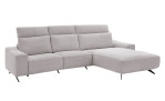 Komfort-Wohnlandschaft Musterrring MR 9450, in der Farbausführung Silver, Schrägansicht mit der Kopfpolsterfunktion